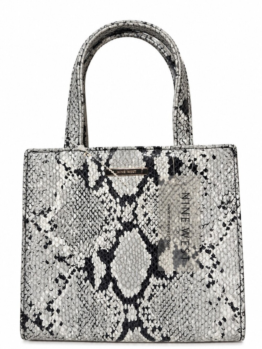 Nine West White Snakeskin Print Mini Tote NWOT
